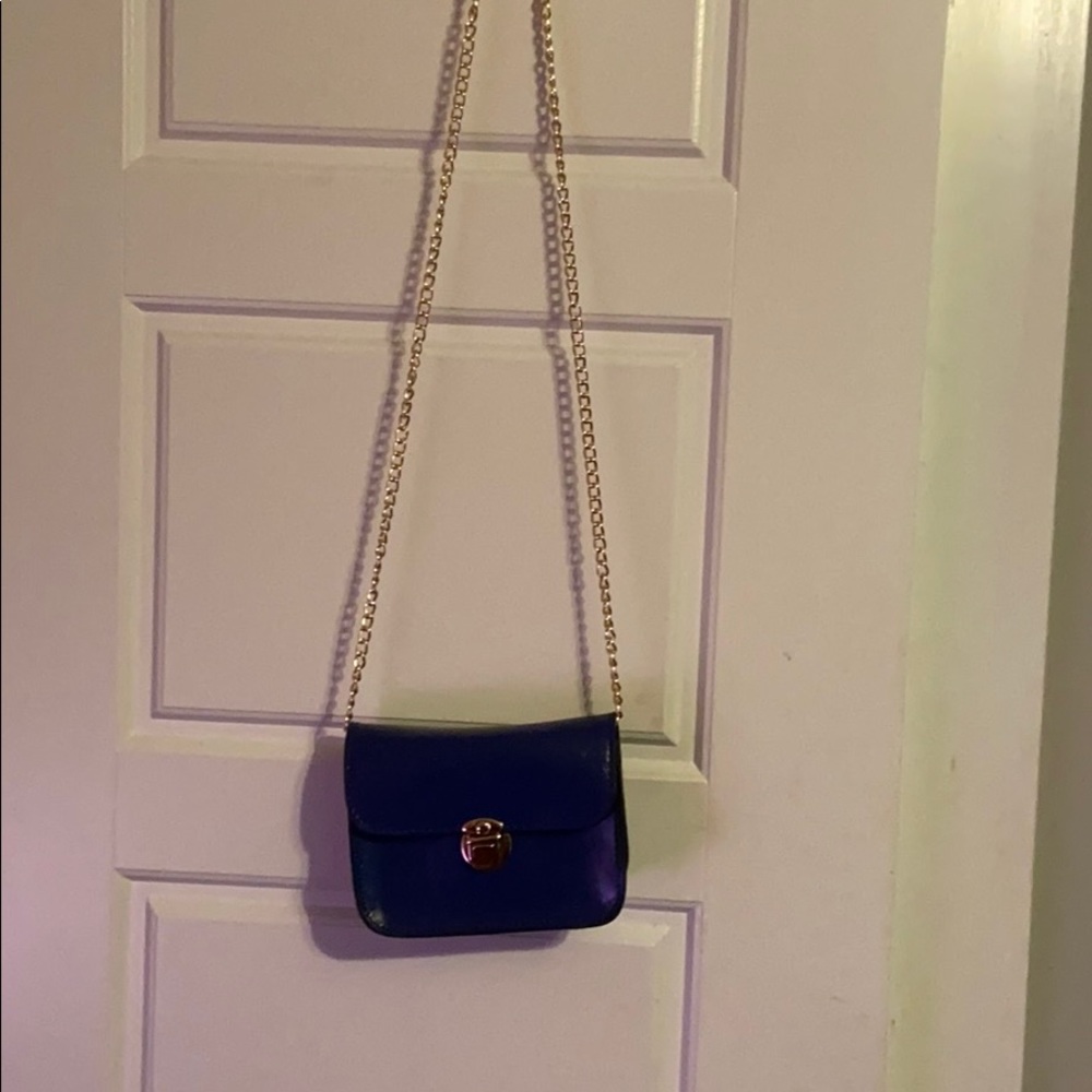 blue mini sling purse
